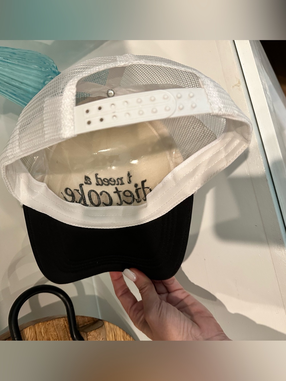 I Need a Diet Coke Trucker Hat - White & Black - Picture 5 of 6